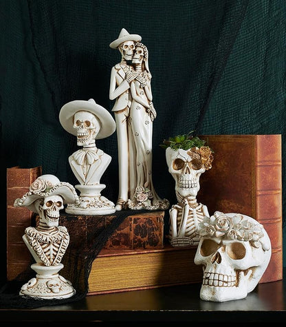 Primitives by Kathy Gentleman Seasonal Decor Skeleton Resin Figurine, Halloween Collection, Bronze Accents, Ideal Home Accent