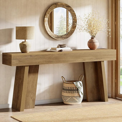 Tribesigns 70.9-Inch Long Console Table, Farmhouse Narrow Entryway Table Behind The Couch for Living Room, Hallway, Entrance, Foyer (Natural)