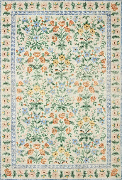 Loloi Rifle Paper Co. Eden Collection EDE-02 Mughal Garden Cream 3'-6" x 5'-6" Accent Rug feat. CloudPile™