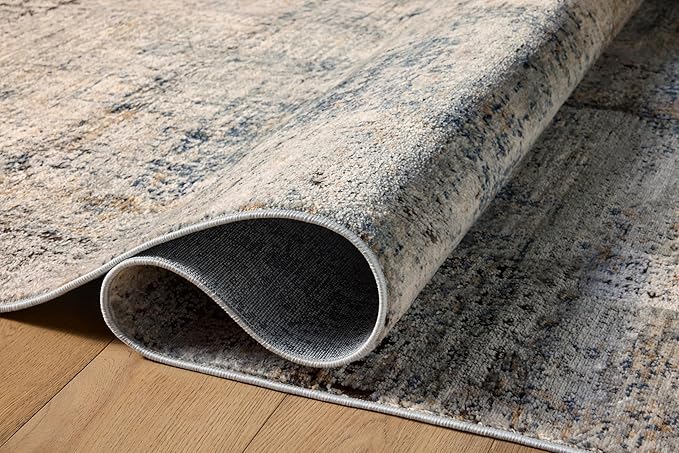 Loloi Teagan Collection TEA-05 Denim/Slate 7'-11" x 10'-6" Area Rug, Large, Soft Neutral Rug, High-Traffic for Living Room, Bedroom, Home Office, Dining Area