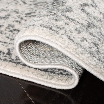 SAFAVIEH Evoke Collection Area Rug - 8' Round, Ivory & Grey, Distressed Design, Non-Shedding & Easy to Clean, Ideal for Living Room, Bedroom, Dining Space (EVK256F)