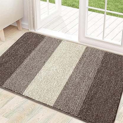 Kitinjoy Indoor Outdoor Door Mat, 32x20 Non-Slip Absorbent Dirt Trapper, Low-Profile Washable Inside Entrance Front Floor Mat, Sturdy Soft Entry Doormats for Entryway, Light Brown