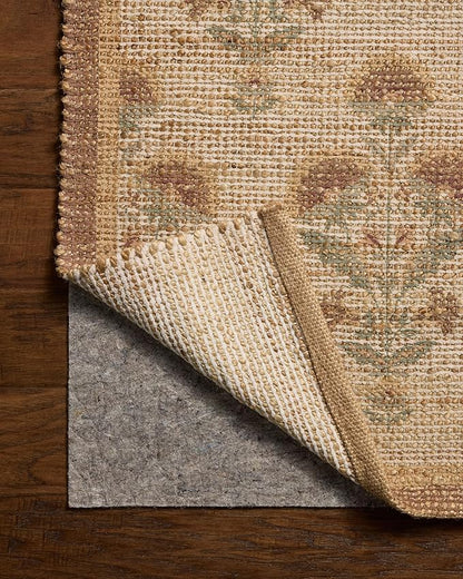 Loloi Chris Loves Julia Rue Collection RUE-01 Wheat/Sage 7'-6" x 9'-6" Area Rug Jute Neutral Floral Living Room Bedroom Rug