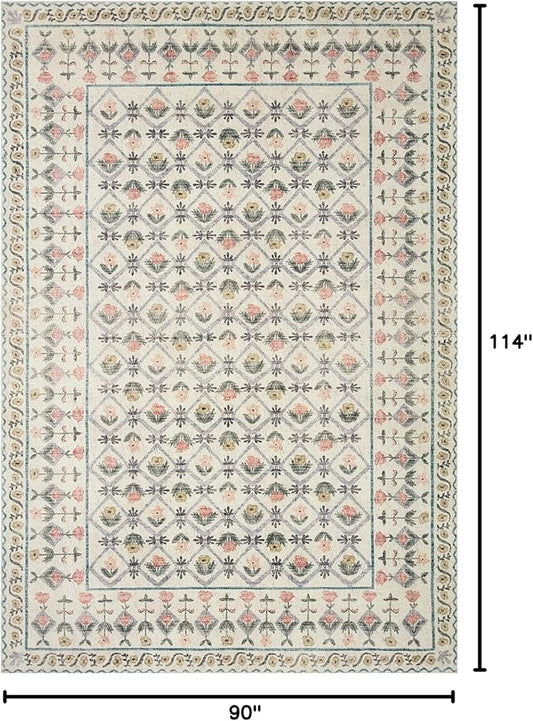 Loloi Rifle Paper Co. Eden Collection EDE-03 Lattice Ivory 7'-6" x 9'-6" Area Rug feat. CloudPileâ„¢