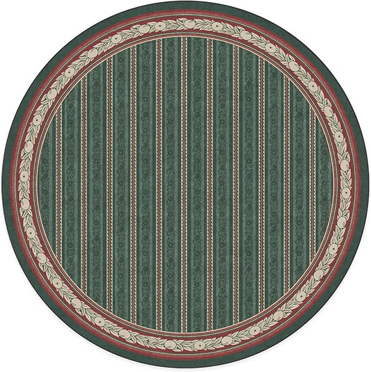 RUGGABLE x Morris & Co Machine Washable Area Rug – Fruit Stripe Spruce Green 8 ft Round, Stain-Resistant, Non-Slip – Large Rugs for Living Room, Bedroom, Hallway, Entryway & Office–with Standard Pad