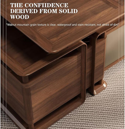 Executive Desk, 102.4 inch Executive Wood Desks L Shape Desk with Drawers with Drawers and Lockable Storage No Installation Required Without Display Racks and Bookshelves