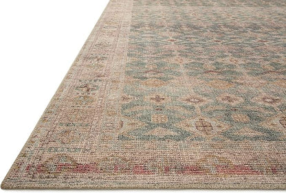 Loloi Angela Rose Aubrey Collection AUB-02 Aqua/Sand 5'-0" x 5'-0", .19" Pile Height, Round Area Rug