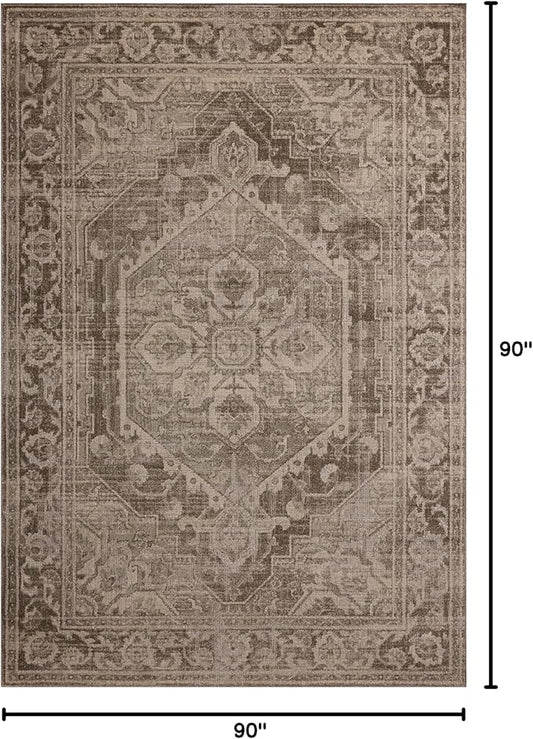 Loloi Magnolia Home by Joanna Gaines Mona Collection MOA-01 Cocoa/Stone 7'-6" x 7'-6" Round Area Rug