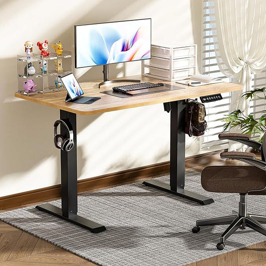 BIZUM 40x24 Inch Electric Standing Desk with Memory Presets, Quiet Motor Height Adjustable Stand Up Desk for Home Office & Gaming, Ergonomic Sit Stand Workstation，Light Rustic Brown