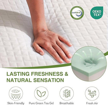 EGOHOME Full Size Memory Foam Mattress, 12 Inch Bed Mattress in a Box with Cooling Green Tea Gel, Relieve Pressure with Medium Support, CertiPUR-US Certified, 75''L x 54''W, White