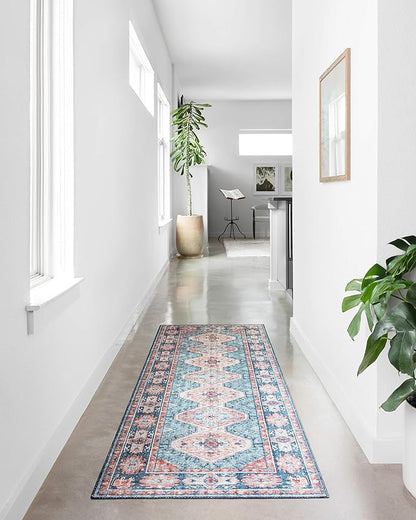 Loloi II Skye Collection SKY-03 Turquoise/Terracotta 7'-6" x 9'-6" Area Rug