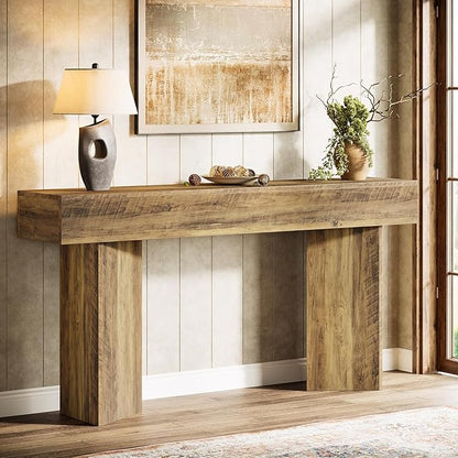 Tribesigns 63-inch Entryway Console Table, Narrow Long Sofa Table Behind Couch, Accent Entrance Foyer Table for Entryway, Entrance, Hallway, Brown