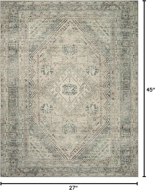 Loloi Magnolia Home by Joanna Gaines Sinclair Collection SIN-04 Natural/Sage 2'-3" x 3'-9", .25" Pile Height, Machine Washable, Accent Rug