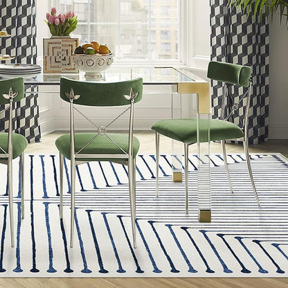 RUGGABLE x Jonathan Adler Machine Washable Modern Area Rug – Inkdrop Slate Blue 10x14, Stain-Resistant, Non-Slip – Large Rugs for Living Room, Bedroom, Hallway, Entryway & Office–with Cushioned Pad