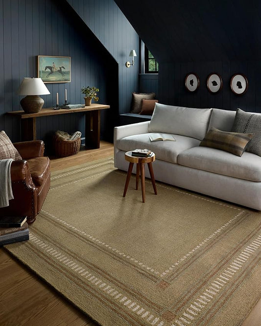Loloi Chris Loves Julia Alfie Collection ALF-04 Green/Natural 2'-3" x 3'-9" Accent Rug Wool Neutral Living Bedroom Dining Carpet