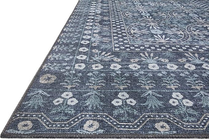 Loloi Rifle Paper Co. Maison Collection MAO-03 Rosette Blue 7'-6" x 9'-6", .19" Pile Height, Area Rug