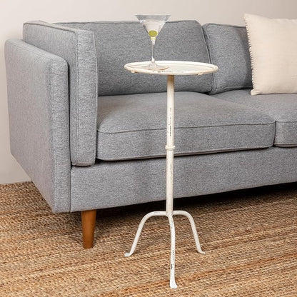 Metal Martini Cocktail Table, Antique White