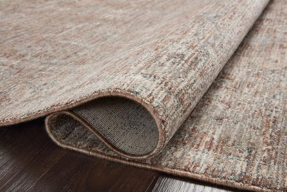 Loloi Magnolia Home by Joanna Gaines Millie Collection MIE-04 Brick/Fog 9'-6" x 9'-6", .25" Pile Height, Round Area Rug