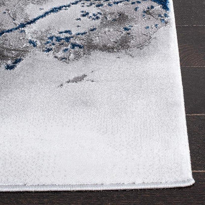 SAFAVIEH Craft Collection Area Rug - 6'7" x 9', Ivory Grey & Blue, Modern Abstract Design, Non-Shedding & Easy Care, Ideal for High Traffic Areas in Living Room, Bedroom (CFT877M)