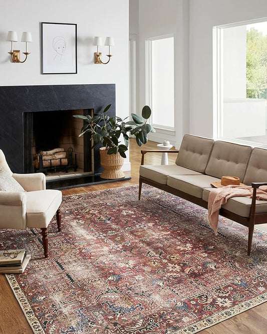 Loloi Chris Loves Julia Jules Collection JUL-01 Merlot/Multi 3'-6'' x 5'-6'', .13" Pile Height, Accent Rug