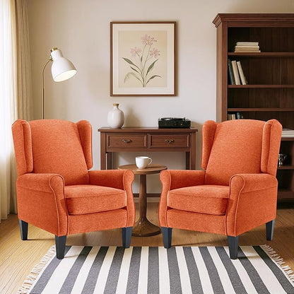 Accent Chair for Living Room Set of 2, High Back Reading Armchairs with Removable Seat Cushion, Mid-Century Single Couch in Fabric, Modern Ergonomic Wingback Chair for Bedroom,Club, Balcony
