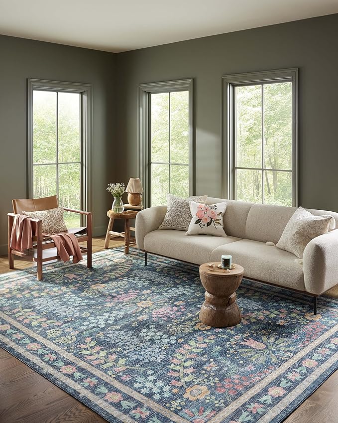 Loloi Rifle Paper Co. Maison Collection MAO-06 Blue/Multi 5'-0" x 7'-6", .19" Pile Height, Area Rug