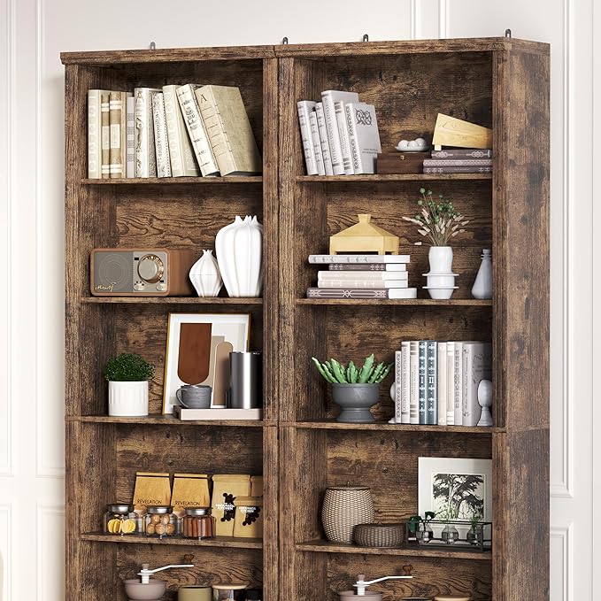 75" Tall Bookshelf & Bookcase, 6-Tier Adjustable Storage Shelves, Book Shelf with Anti-Tipping Device, Floor Standing Modern Display Rack for Living Room, Bedroom, Office, Brown