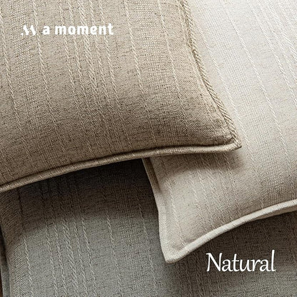 a moment Linen Pillow Covers Set of 2,Boho Farmhouse Throw Pillowcases Neutral Textured Decorative Covers for Couch Sofa, Soft Linen Blend Accent Case Cushion Living Room Home Decor 22"x22"Khaki