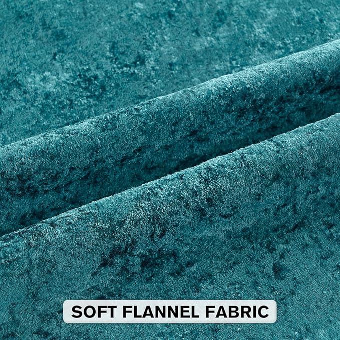 FUTEI Teal Flannel Throw Pillow Covers 16x16 Inch Set of 2,Soft Dimensional Textured Cushion Cases,Modern Home Decor for Couch Living Room