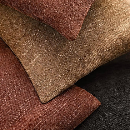 Foindtower Pack of 2 Soft Textured Chenille Throw Decorative Pillow Covers Square Accent Solid Cushion Cover Cozy Neutral Farmhouse Pillow Case for Couch Sofa Bedroom Living Room 22x22 Inch,Red Taupe