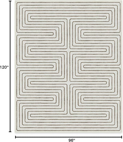RUGGABLE x Jonathan Adler Machine Washable Modern Area Rug – Labyrinth Camel/Ivory 8x10, Stain-Resistant, Non-Slip – Large Rugs for Living Room, Bedroom, Hallway, Entryway & Office–with Standard Pad