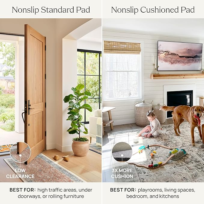 RUGGABLE Washable Vintage Area Rug – Kamran Hazel 3x5, Stain-Resistant, Non-Slip – Small Machine Washable Rugs for Living Room, Bedroom, Hallway, Entryway & Office–with Cushioned Pad