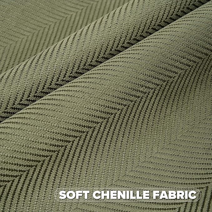 FUTEI Moss Green Chenille Throw Pillow Covers 22x22 Inch Set of 2,Soft Wide Chevron Textured Cushion Case,Farmhouse Home Decor for Couch Bed Living Room