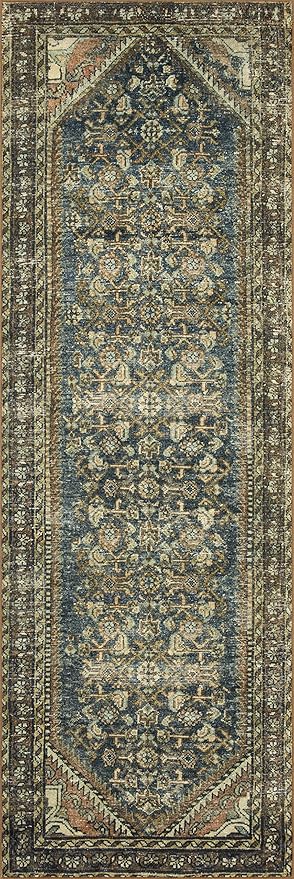 Loloi Magnolia Home by Joanna Gaines Banks Collection BAN-02 Denim/Clay 3'-6" x 5'-6" .13" Pile Height, Machine Washable, Accent Rug