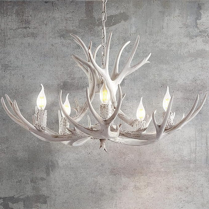 JONATHAN Y JYL6300B Eldora 30" Adjustable Resin Antler 5-Light LED Chandelier, Glam, Rustic,Cottage,Transitional, Dimmable Dining Room, Living Room, Kitchen, Foyer, Bedroom, White