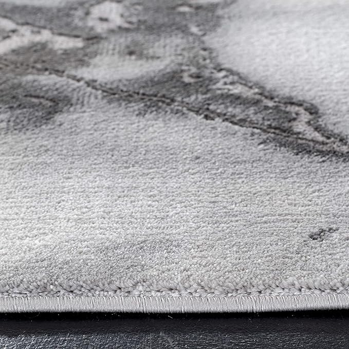 SAFAVIEH Craft Collection Area Rug - 6'7" Round, Grey & Silver, Modern Abstract Design, Non-Shedding & Easy Care, Ideal for High Traffic Areas in Living Room, Bedroom (CFT877G)