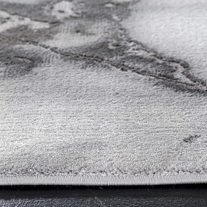 SAFAVIEH Craft Collection Area Rug - 6'7" Round, Grey & Silver, Modern Abstract Design, Non-Shedding & Easy Care, Ideal for High Traffic Areas in Living Room, Bedroom (CFT877G)