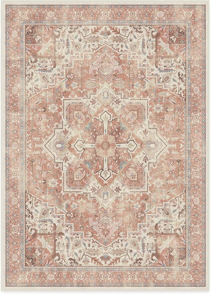RUGGABLE Washable Area Rug – Kamran Rose Pink 10x14, Stain-Resistant, Non-Slip – Large Machine Washable Rugs for Living Room, Bedroom, Hallway, Entryway & Office–with Standard Pad