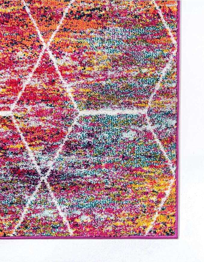Unique Loom Trellis Frieze Collection Area Rug - Geometric (5' Square, Multi/ Ivory)