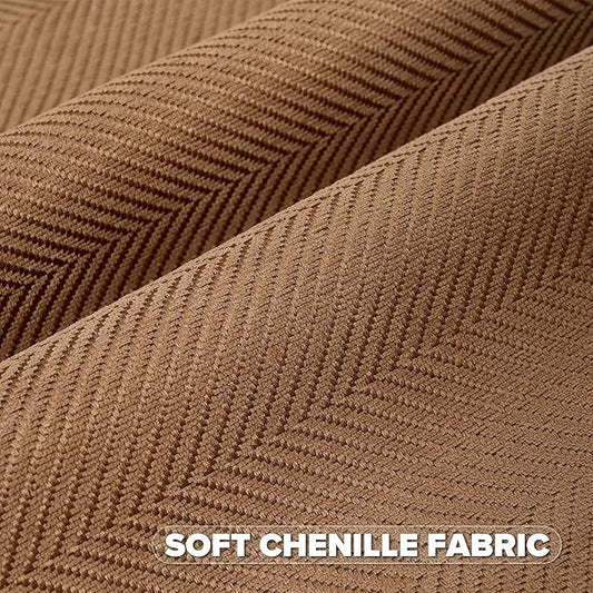 FUTEI Rust Chenille Throw Pillow Covers 24x24 Inch Set of 2,Soft Wide Chevron Textured European Pillow Shams,Farmhouse Home Decor for Couch Bed Living Room