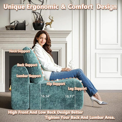 EASE MOOSE Cloud Couch Sectional Sofa, Large L-Shaped Oversized Modular Couch for Living Room, Minimalist Boneless Convertible Couches, 5-Seat Deep Sofas for Bedroom, Chenille (Blue)