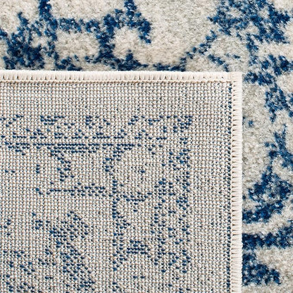 SAFAVIEH Evoke Collection 3' x 5' Ivory / Navy EVK256N Oriental Distressed Non-Shedding Living Room Bedroom Accent Rug