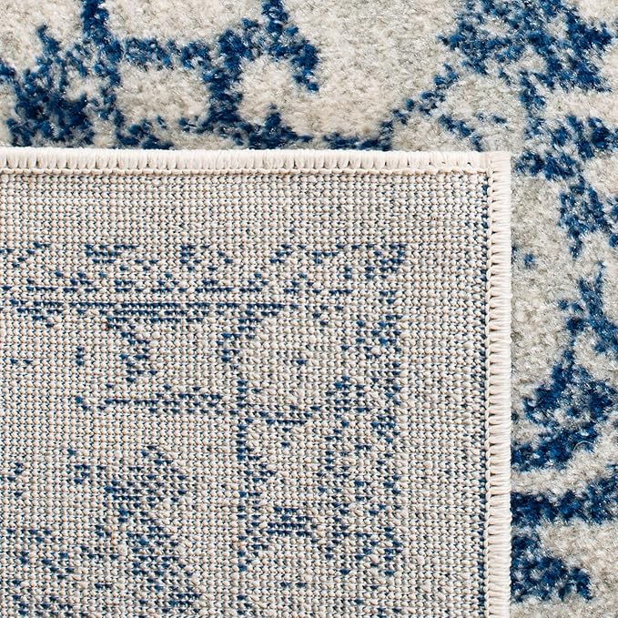 SAFAVIEH Evoke Collection 8' x 10' Ivory / Navy EVK256N Oriental Distressed Non-Shedding Living Room Bedroom Dining Home Office Area Rug