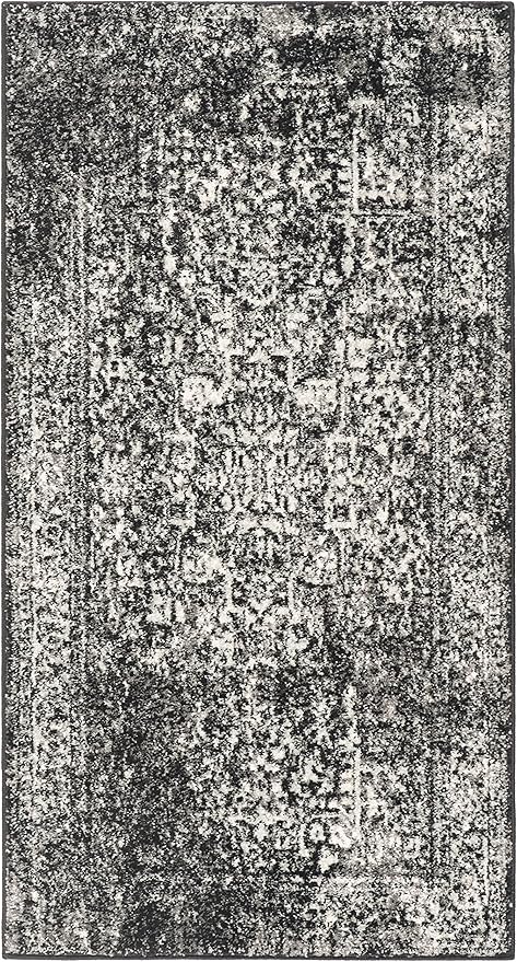 SAFAVIEH Evoke Collection 2'2" x 4' Black / Grey EVK256R Oriental Distressed Non-Shedding Living Room Bedroom Accent Rug