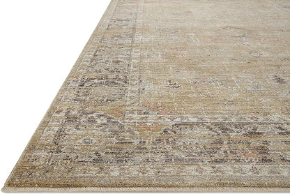 Loloi Magnolia Home by Joanna Gaines Millie Collection MIE-03 Gold/Charcoal 7'-10" x 7'-10", .25" Pile Height, Round Area Rug