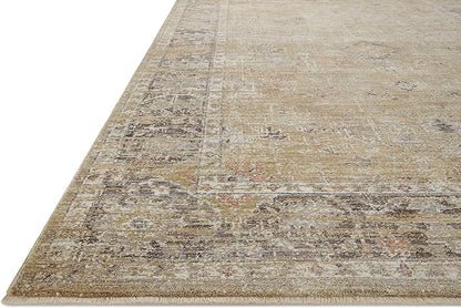 Loloi Magnolia Home by Joanna Gaines Millie Collection MIE-03 Gold/Charcoal 9'-6" x 13'-1", .25" Pile Height, Area Rug