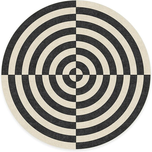 RUGGABLE x Jonathan Adler Machine Washable Modern Area Rug – Op Art Charcoal 8 ft Round, Stain-Resistant, Non-Slip – Large Rugs for Living Room, Bedroom, Hallway, Entryway & Office–with Cushioned Pad