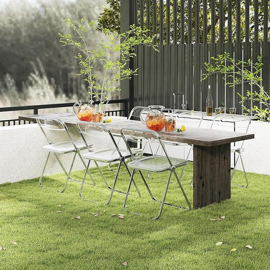Real Relax Acrylic Folding Chairs,Foldable & Stackable Clear Chairs with Metal Chrome Frame, Indoor and Outdoor, for Home, Office, Party & Events,Set of 2,350LB,Transparent