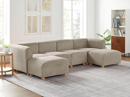 VANOMi Oversized Modular Sectional Sofa, U-Shaped Sectional Couches for Living Room, 6 Seats Modular Sofa with Reversible Chaises, Camel