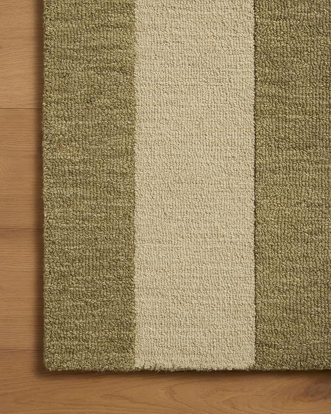 Loloi Leanne Ford Craven Collection CVN-01 Light Olive/Oatmeal 3'-6" x 5'-6" Accent Rug Geometrical, Patterned, Neutral, Entryway, Mudroom, Bathroom, and Kitchen